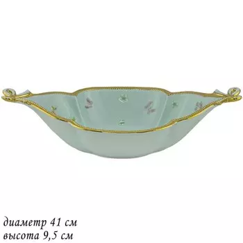 Овальное блюдо Lenardi «Бабочки», d=41 см, цвет ментол