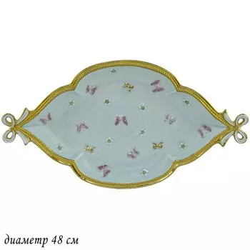 Овальное блюдо Lenardi «Бабочки», d=48 см, цвет ментол