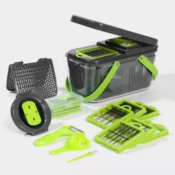 Овощерезка универсальная Chopper, 22 в 1, серая, зелёная