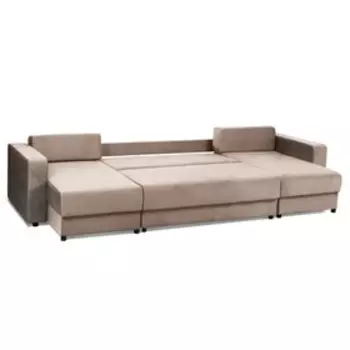 Диван п - образный «Виват», механизм еврокнижка, обивка велюр, цвет бежевый