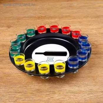 Алкогольная игра для компании «Пьяная Бутылочка», d=30 см, 16 стопок