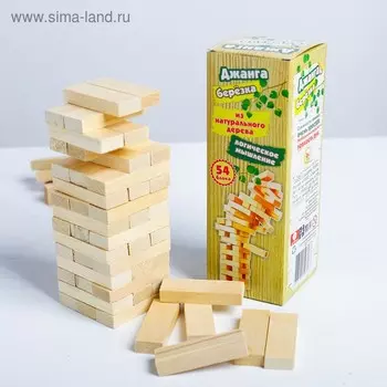 Падающая башня дженга, настольная игра, "Березка", 54 бруска, 18.5 х 6.5 см