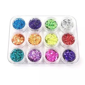 Пайетки для ногтей POLE «Кошачий глаз», №2 mix, 12 шт