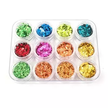 Пайетки для ногтей POLE «Кошачий глаз», №3 mix, 12 шт