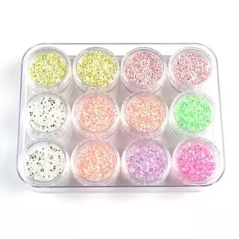 Пайетки для ногтей TNL «Дуэт», №1 mix, 12 шт