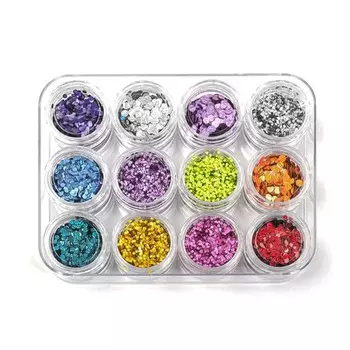 Пайетки для ногтей TNL «Кошачий глаз», №1 mix, 12 шт