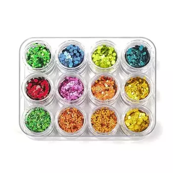 Пайетки для ногтей TNL «Кошачий глаз», №3 mix, 12 шт