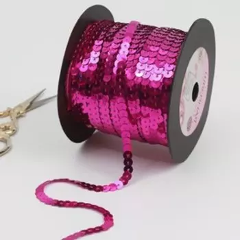 Пайетки на нити, 6 мм, 91 ± 1 м, цвет малиновый №8