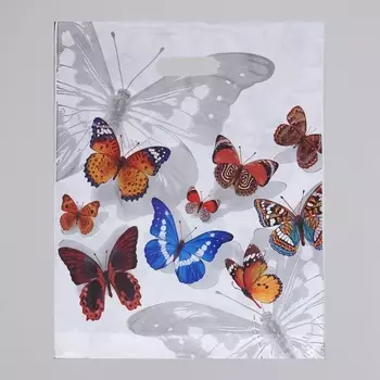 Пакет "Бабочки", полиэтиленовый с вырубной ручкой, 40х47 см, 45 мкм