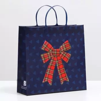 Пакет "Бантик на синем", мягкий пластик, 29 x 30 см, 100 мкм