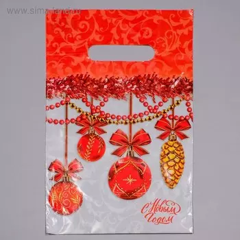 Пакет подарочный новогодний «Бантики», полиэтиленовый с вырубной ручкой, 2030 см