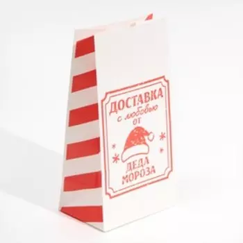 Пакет без ручек «Доставка с любовью», 10 х 19.3 х 7 см, Новый год