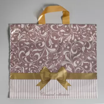 Пакет "Бежевый узор", полиэтиленовый с петлевой ручкой 34 x 40 см, 70 мкм