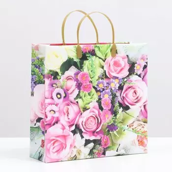 Пакет "Букет для любимой", мягкий пластик, 30 x 30 см, 100 мкм