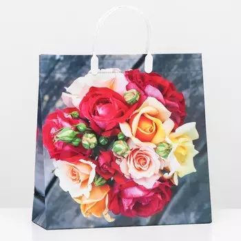 Пакет "Букет для улыбки", мягкий пластик, 30 х 30 см, 100 мкм