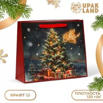 Пакет бумажный, "Ёлка", 31 х 26 х 11 см