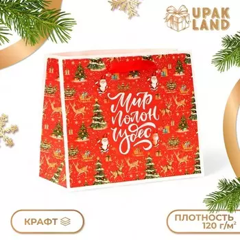 Пакет подарочный новогодний бумажный, «Мир полон чудес», 242011 см