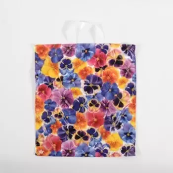 Пакет "Цветочки", полиэтиленовый, с петлевой ручкой, 42 x 38 см, 37 мкм