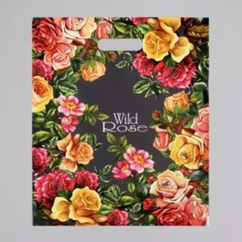 Пакет «Дикая роза», полиэтиленовый с вырубной ручкой, 80 мкм, 4050 см