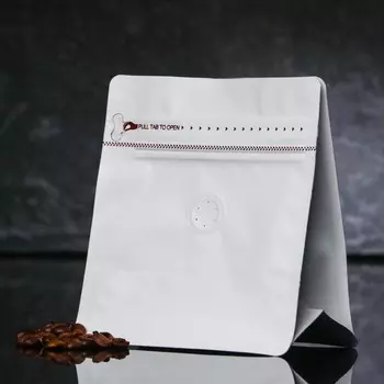 Пакет для кофе,чая,восьмишовный с плоским дном, белый, 13,5 х 14,5х 8 см,300 мкм