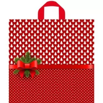 Пакет подарочный новогодний «Елочки», полиэтиленовый с петлевой ручкой, 4244 см