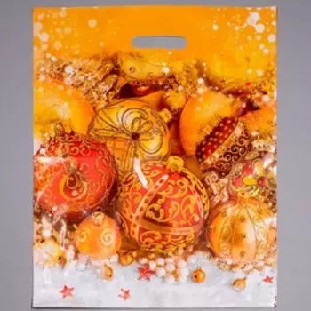 Пакет новогодний «Елочный наряд », полиэтиленовый с вырубной ручкой, 4050 см