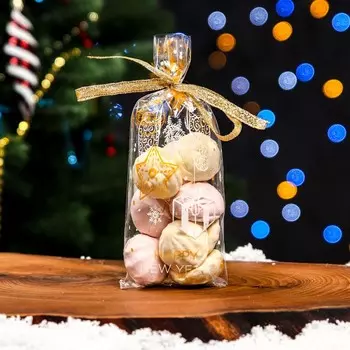 Пакет фасовочный новогодний БОПП, с новогодним рисунком «Открытка с подарком», 919 см