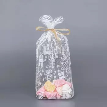 Пакет фасовочный БОПП, с донной складкой, "Подарки" 20*35 см