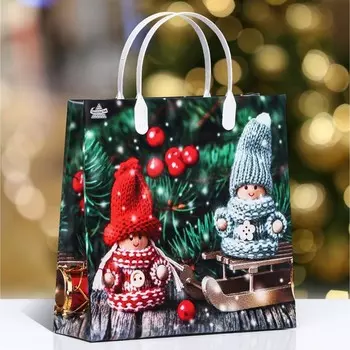 Пакет подарочный новогодний «Игрушки», мягкий пластик, 23.524 см, 140 мкм