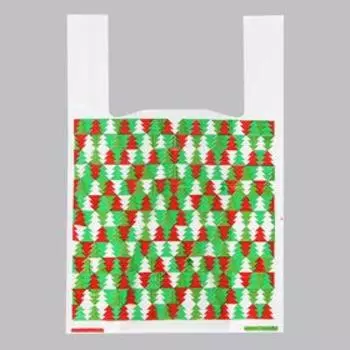 Пакет "Ёлочки", полиэтиленовый майка, 28 х 50 см, 12 мкм
