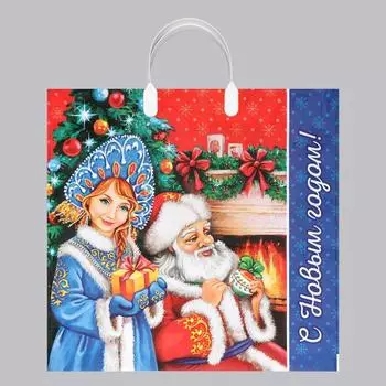 Пакет подарочный новогодний «Канун Рождества», полиэтиленовый с пластиковой ручкой, 3835 см