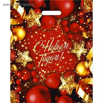 Пакет подарочный новогодний «Конфетти», полиэтиленовый с вырубной ручкой, 3847 см