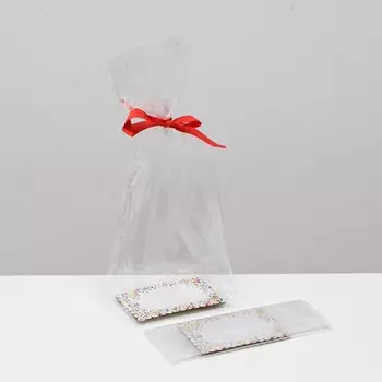 Пакет "Конфетти", с жестким дном, красный, 14 х 14 х 44 см