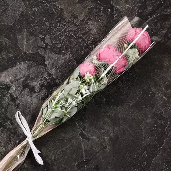 Пакет конус для цветов, «Любовь с первого взгляда», 12.5+445 см, розовый