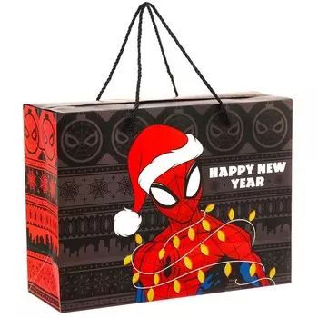 Пакет-коробка Happy New Year 15х40х30 см, Человек-Паук