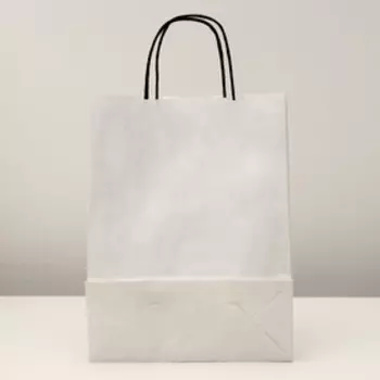 Пакет крафт, белый, 25 х 11 х 32 см, чёрная ручка