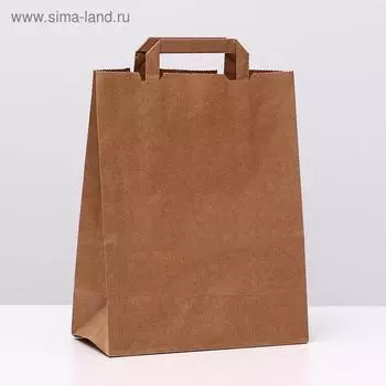 Пакет крафт без печати, с плоскими ручками 24 х 12 х 32 см