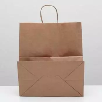 Пакет крафт без печати, круглая ручка 321837 см