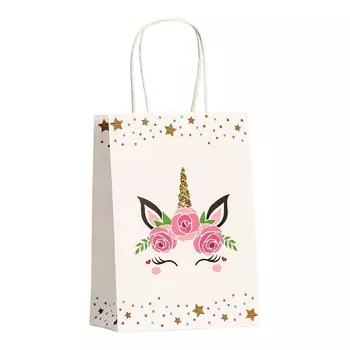 Пакет крафт "Цветочный Единорог",120 г/м2, 15 х 8 х 21 см