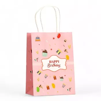 Пакет крафт "День Рождение" 120г/м 15 х 8 х 21 см