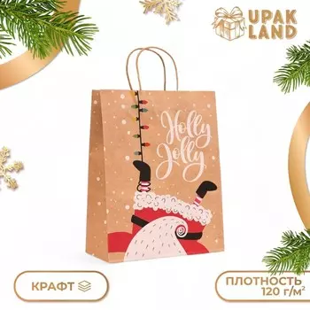 Пакет бумажный подарочный новогодний крафт «Гирлянда», 332612 см