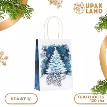 Пакет бумажный подарочный новогодний крафт «Ёлка» 15218 см