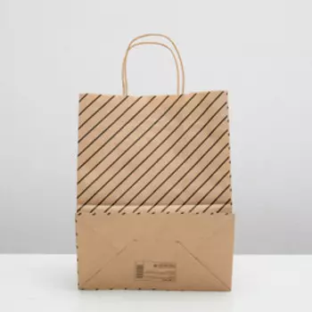 Пакет крафт подарочный, «Люрекс», 24 х 10,5 х 32 см