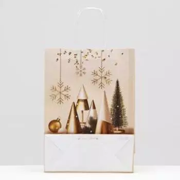 Пакет крафт "Merry Christmas", 25 х 18 х 8 см
