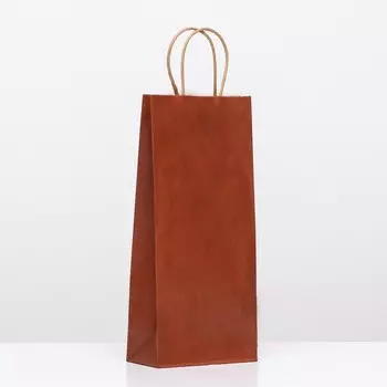 Пакет крафт под бутылку, «Коричневый», 14 х 8 х 32 см