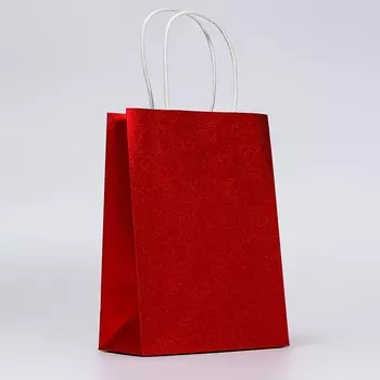 Пакет подарочный бумажный с глиттером красный, 15821 см