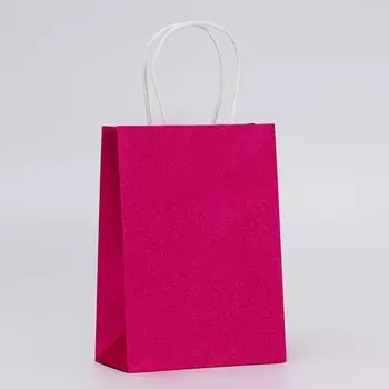 Пакет подарочный бумажный с глиттером розовый, 15821 см