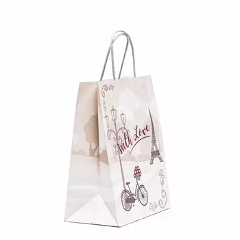 Пакет крафт подарочный "С любовью" 22 х 12 х 27 см