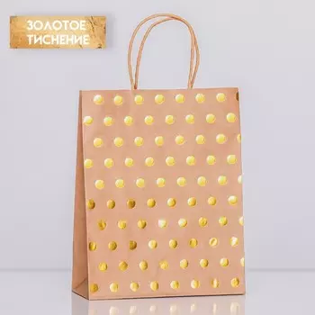 Пакет крафт с золотым тиснением, круглая ручка, 272111 см, 120 г
