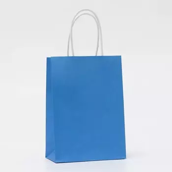 Пакет крафт синий, круглая ручка, 15218 см, 120 г